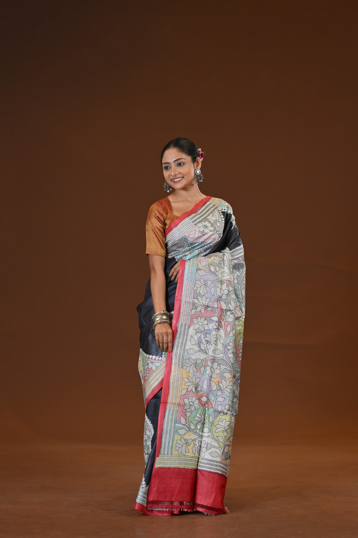 Tussar Diy Collage Saree