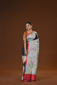 Tussar Diy Collage Saree