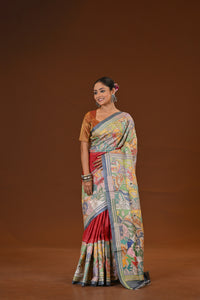 Tussar Diy Collage Saree