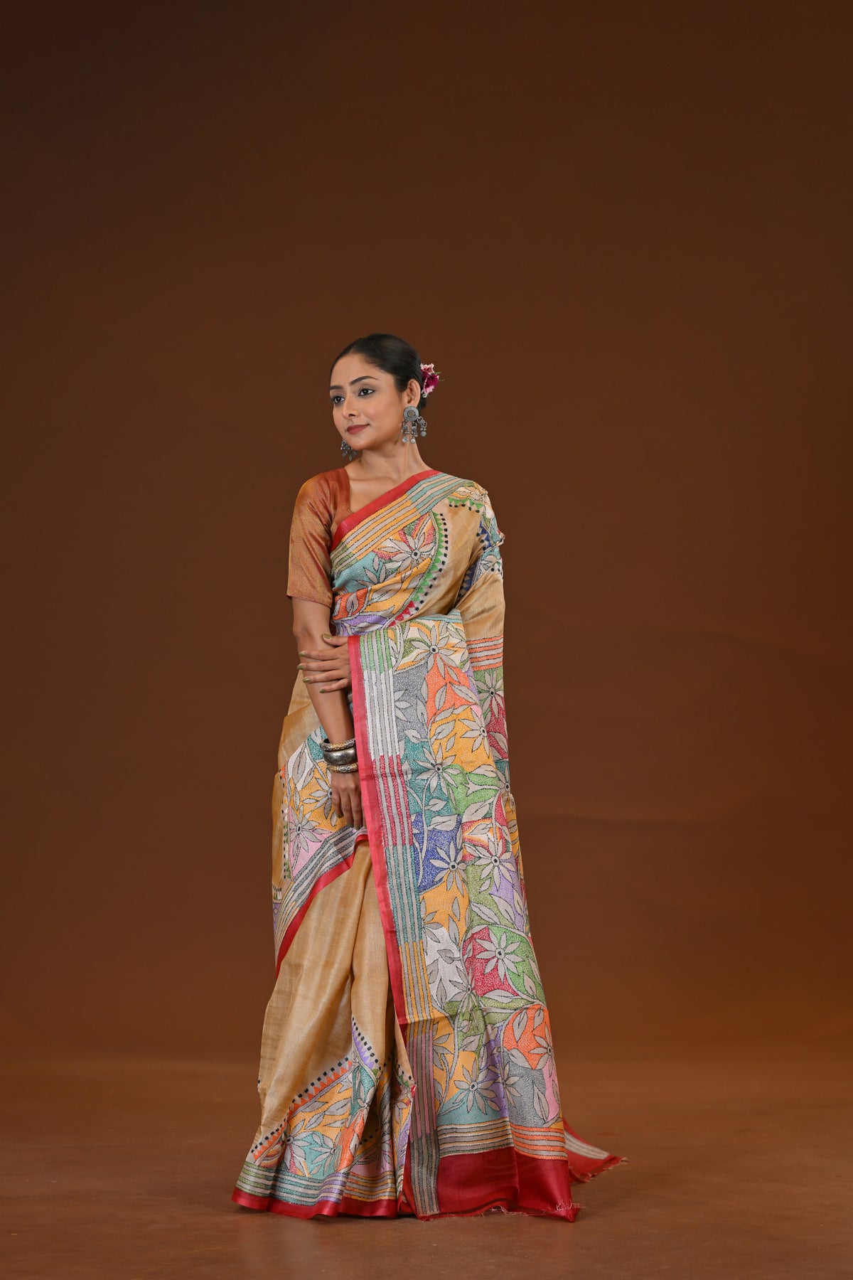 Tussar Diy Collage Saree