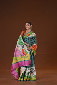 Tussar Hand Print Saree