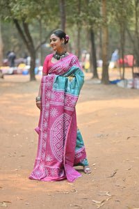 Pure Silk Kantha Stitch Saree