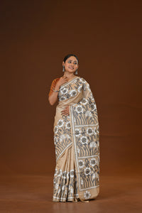 Pure Silk Kantha Stitch Saree