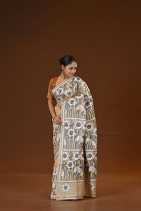 Pure Silk Kantha Stitch Saree