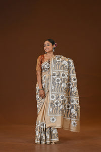 Pure Silk Kantha Stitch Saree