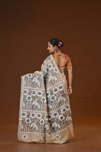 Pure Silk Kantha Stitch Saree