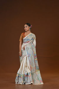 Pure Silk Kantha Stitch Saree