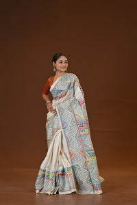 Pure Silk Kantha Stitch Saree