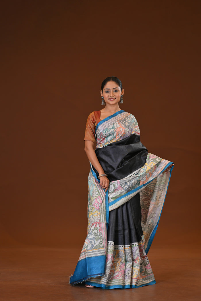 Pure Silk Kantha Stitch Saree