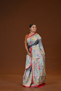 Tussar Diy Collage Saree