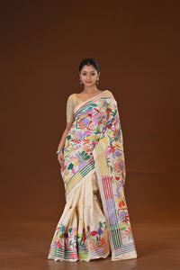Pure Silk Kantha Stitch Saree