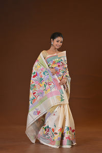 Pure Silk Kantha Stitch Saree