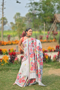 Pure Silk Kantha Stitch Saree