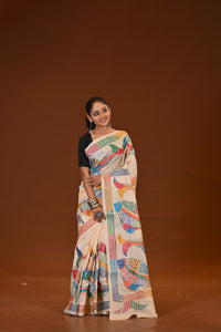 Pure Silk Kantha Stitch Saree