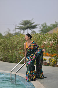 Pure Silk Kantha Stitch Saree