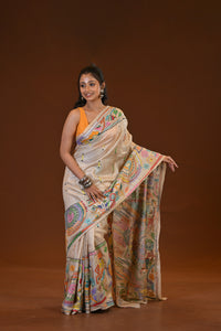 Pure Silk Kantha Stitch Saree