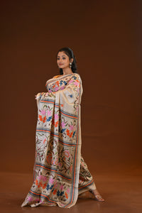 Pure Silk Kantha Stitch Saree