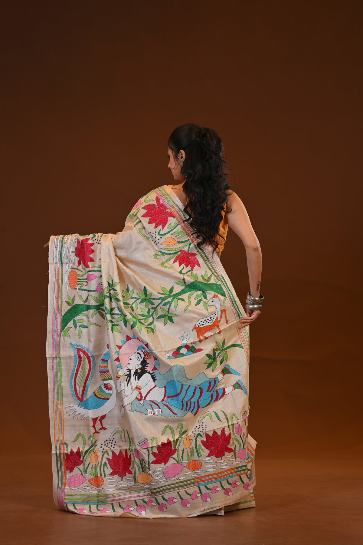 Pure Silk Kantha Stitch Saree