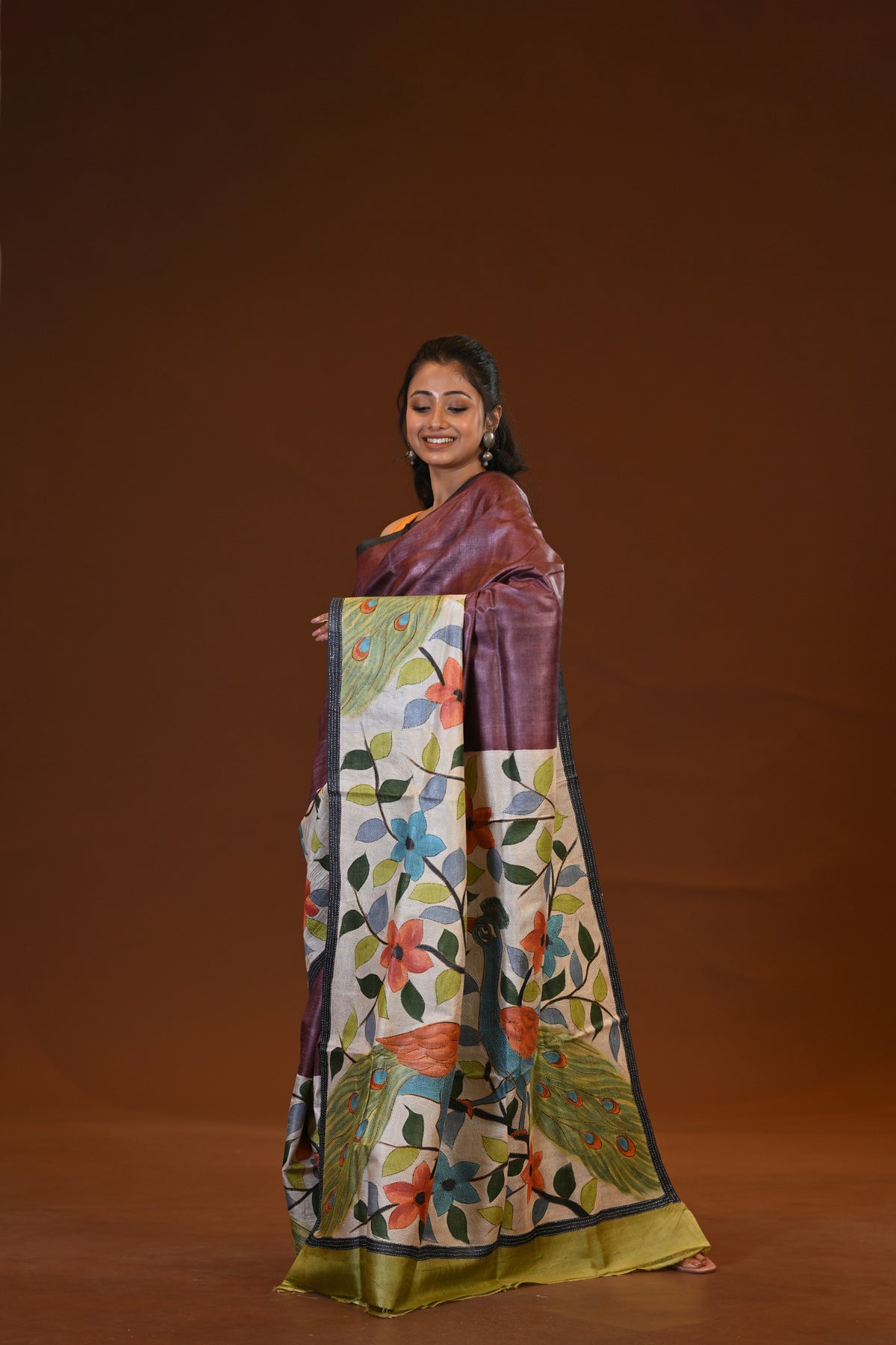 Tussar Hand-Print Saree