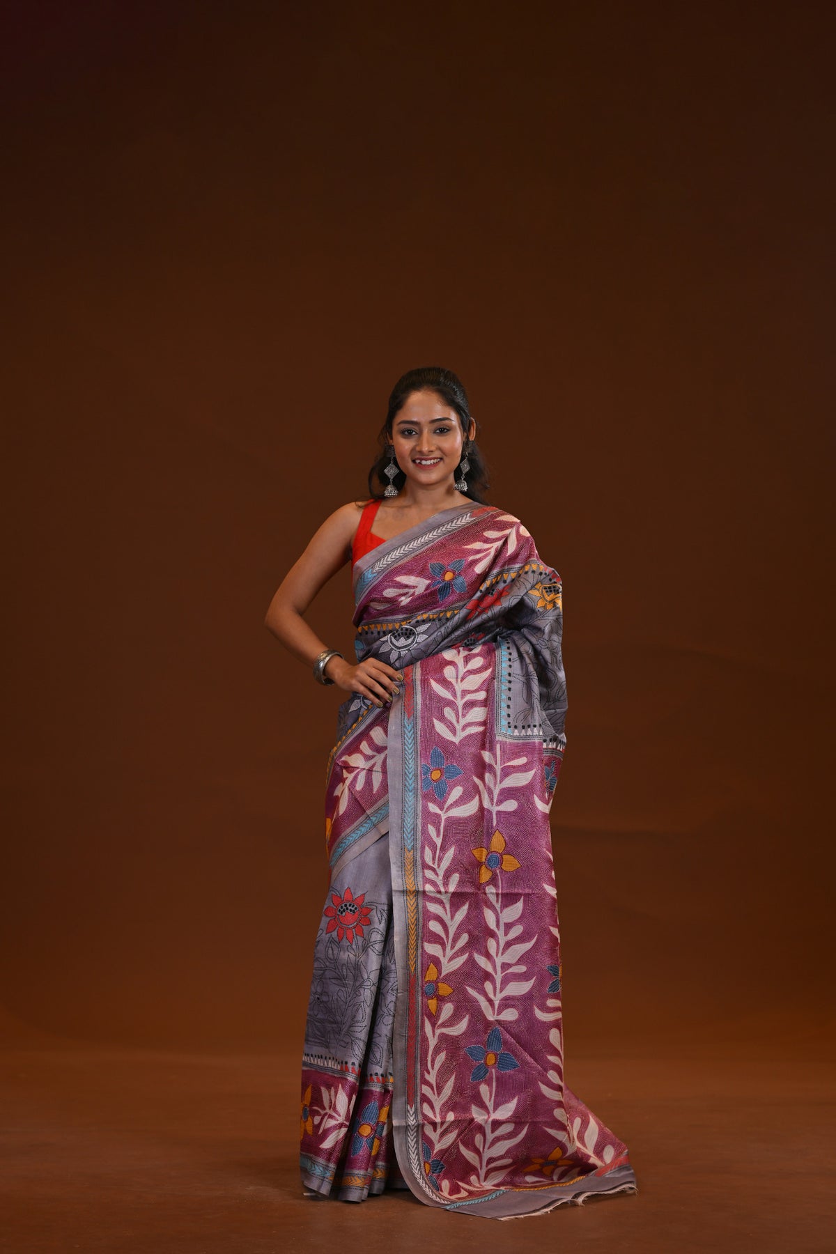 Tussar New Hand-Print Saree
