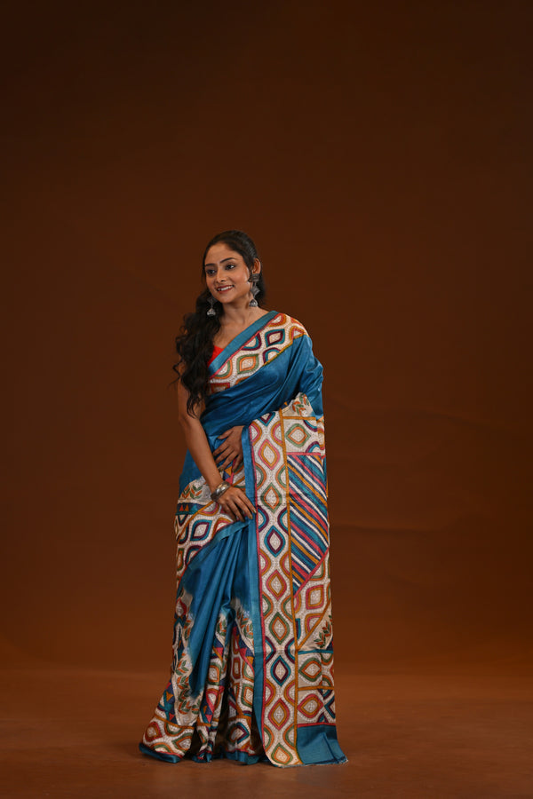 Pure Silk Kantha Stitch Saree