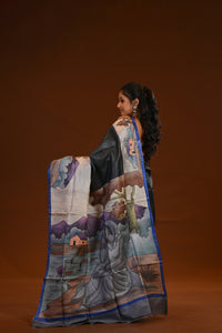 Tussar Hand-Print Saree