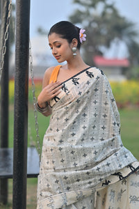 Tussar Bhoot Aplique Saree