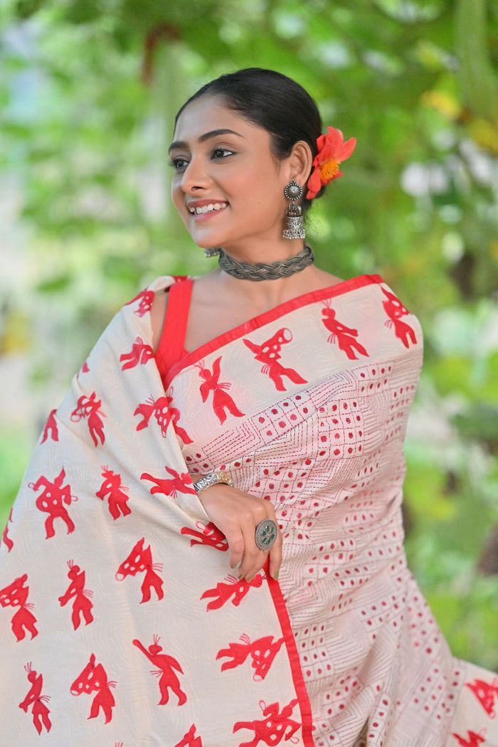 Tussar Bhoot Aplique Saree