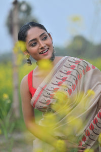 Pure Silk Kantha Stitch Saree