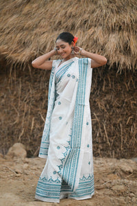 Pure Silk Kantha Stitch Saree