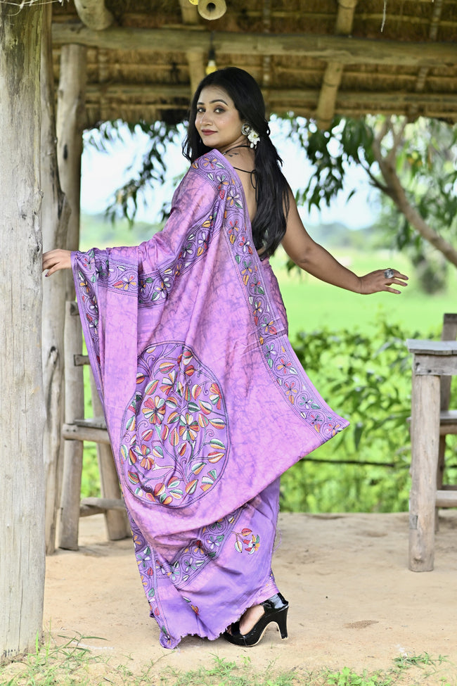 SHIVADUTI BLENDED SILK KANTHA SAREE