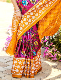 Tossor Fusion Kantha Stitch Silk Saree
