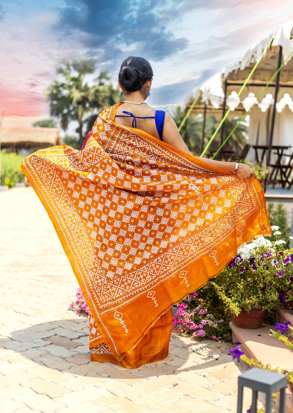 Tossor Fusion Kantha Stitch Silk Saree