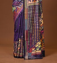 Blended Silk Kantha Stitch Saree Navy Blue