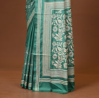 মিশ্র সিল্ক কাঁথা স্টিচ শাড়ি সবুজ