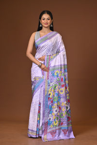 Blended Silk Kantha Stitch Saree Multicolor