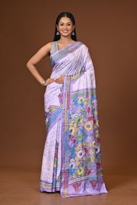 Blended Silk Kantha Stitch Saree Multicolor