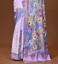 Blended Silk Kantha Stitch Saree Multicolor