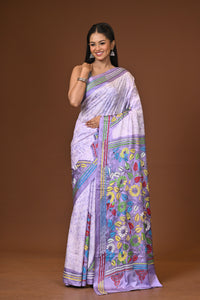 Blended Silk Kantha Stitch Saree Multicolor