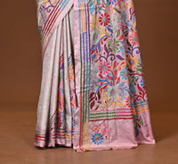 Blended Silk Kantha Stitch Saree Multicolor