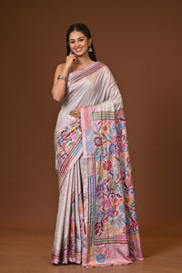 Blended Silk Kantha Stitch Saree Multicolor