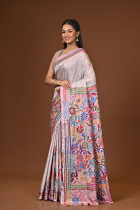 Blended Silk Kantha Stitch Saree Multicolor