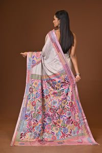 Blended Silk Kantha Stitch Saree Multicolor