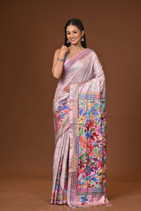 Blended Silk Kantha Stitch Saree Multicolor