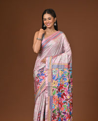 Blended Silk Kantha Stitch Saree Multicolor