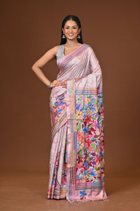 Blended Silk Kantha Stitch Saree Multicolor