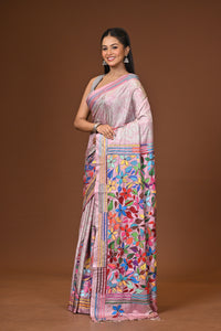 Blended Silk Kantha Stitch Saree Multicolor