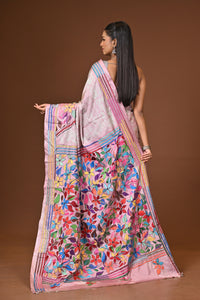 Blended Silk Kantha Stitch Saree Multicolor