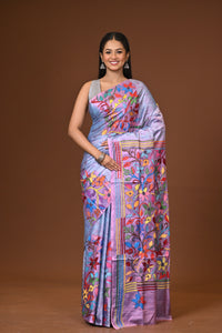 Blended Silk Kantha Stitch Saree Multicolor