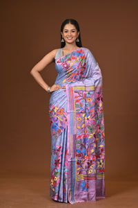 Blended Silk Kantha Stitch Saree Multicolor